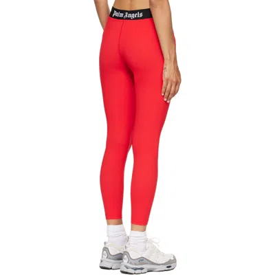 Palm Angels Logo Sport Leggings Elastic Waistband Stretch In Red