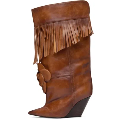 Abra Brown Rose Tall Boots In Multi