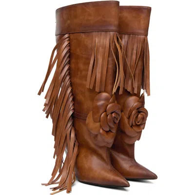 Abra Brown Rose Tall Boots In Multi