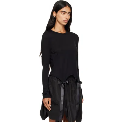 Simone Rocha Black Bow Tail Easy Cropped T-shirt In Black