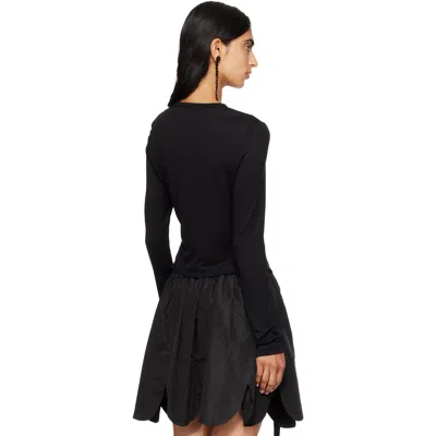 Simone Rocha Black Bow Tail Easy Cropped T-shirt In Black