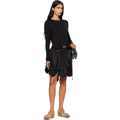 Simone Rocha Black Bow Tail Easy Cropped T-shirt In Black