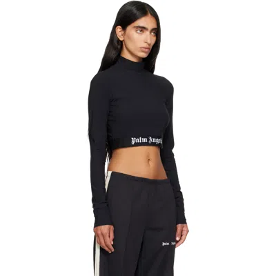 Palm Angels Black Classic Logo Long-sleeved Mockneck T-shirt