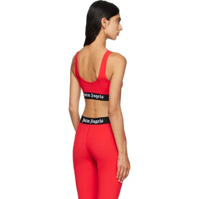 Palm Angels Red Logo Scoop Neck Tank Top In Black
