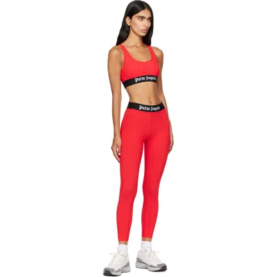 Palm Angels Red Logo Scoop Neck Tank Top In Black
