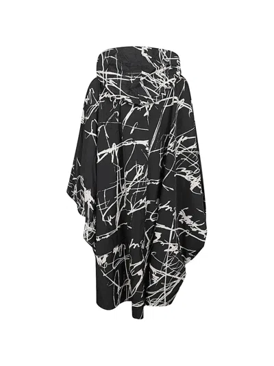 Moyuru Scribble-print Hooded Jacket In Black
