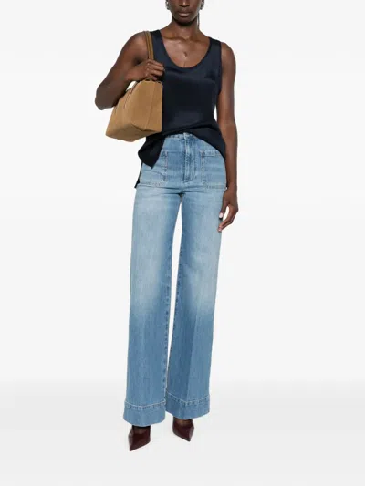 Max Mara Silk Top In Blue