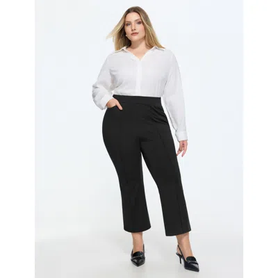 Bloomchic Stretchy Curvy-fit Plain Pants In Black