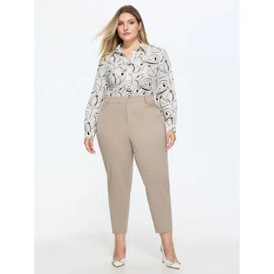 Bloomchic Stretchy Mid-rise Plain Pants In Neutral