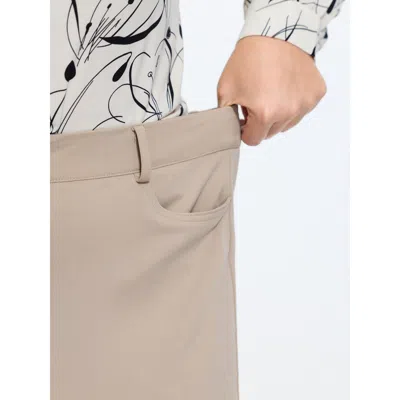 Bloomchic Stretchy Mid-rise Plain Pants In Neutral
