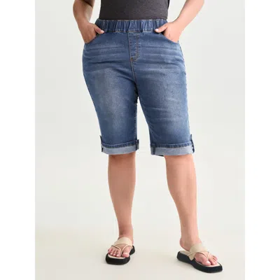 Bloomchic Pull-on Stretchy Denim Shorts In Blue