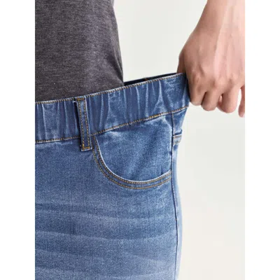 Bloomchic Pull-on Stretchy Denim Shorts In Blue