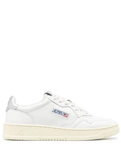 Autry Low-top Sneakers With Perforated Detailing And Metallic Accents In White