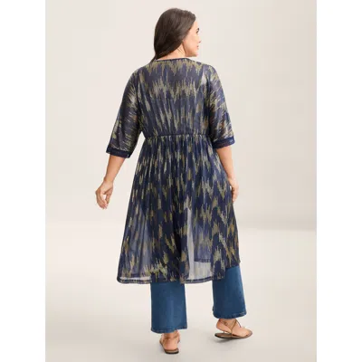 Bloomchic Glitter Tassels Webbed Open Front Kimono In Multi