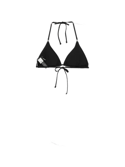 Tory Burch Logo-plaque Triangle Bikini Top In Black
