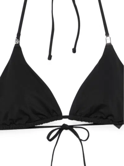 Tory Burch Logo-plaque Triangle Bikini Top In Black