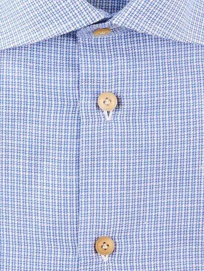 Kiton Micro-check Shirt In Blue