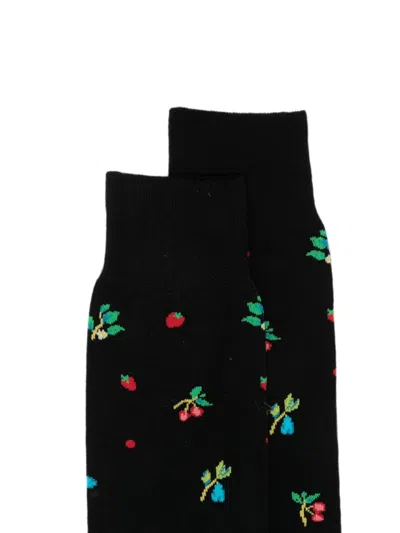 Paul Smith Fruit-patterned Socks In Black