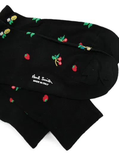 Paul Smith Fruit-patterned Socks In Black