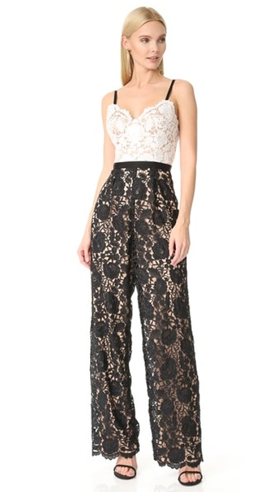 Catherine Deane Hope Lace Jumpsuit In Black/white