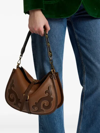 Etro Leather Bag Handle With Studs In Brown