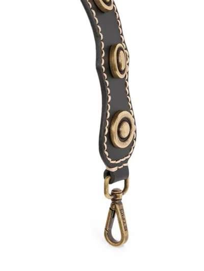 Etro Leather Bag Handle With Studs In Brown