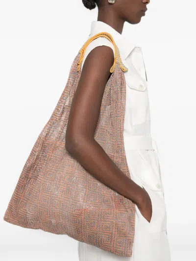 Epice Udaipur Geometric-pattern Shoulder Bag In Brown