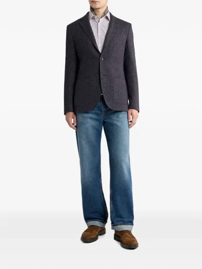 Etro Single-breasted Wool-blend Bouclé Jacket In Blue