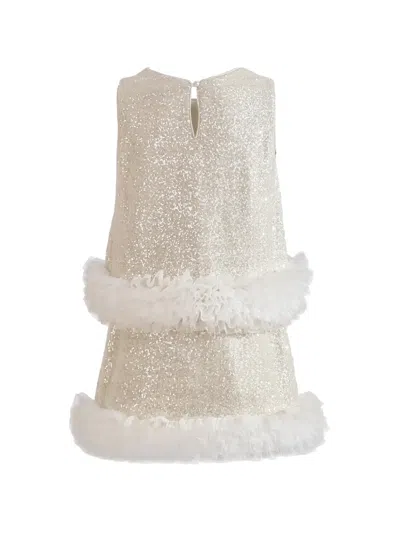 Tulleen Celeste Sequin-embellished Ruffled Set In Neutral