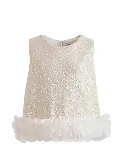Tulleen Celeste Sequin-embellished Ruffled Set In Neutral