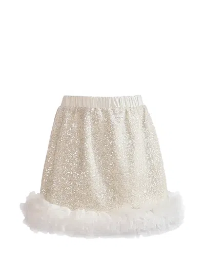 Tulleen Celeste Sequin-embellished Ruffled Set In Neutral