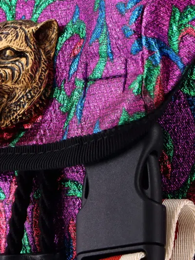 Pre-owned Gucci Techpack Brocade Backpack In Silver