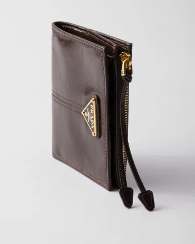 Prada Small Leather Wallet In Brown