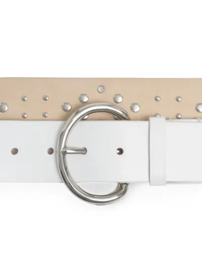 Marni White Leather Belt With Studs In White