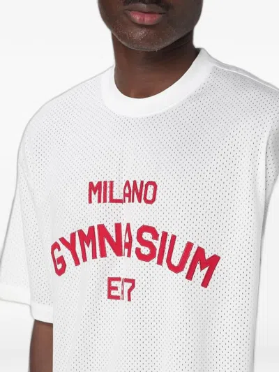 Ea7 Logo-print Mesh T-shirt In White