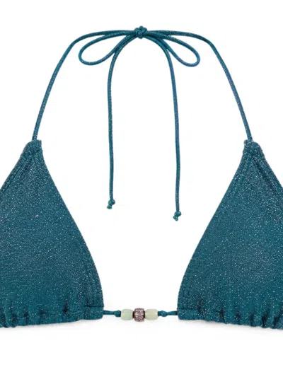 Bound Ingrid Beaded Bikini Top In Blue