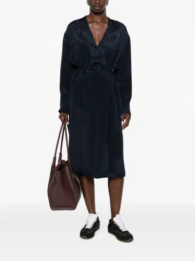 Max Mara Drawstring Hooded Coat In Black