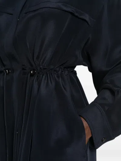 Max Mara Drawstring Hooded Coat In Black