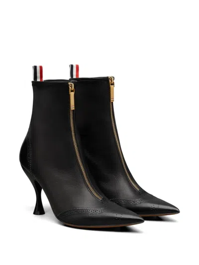 Thom Browne Wingtip Leather Ankle Boots In Black