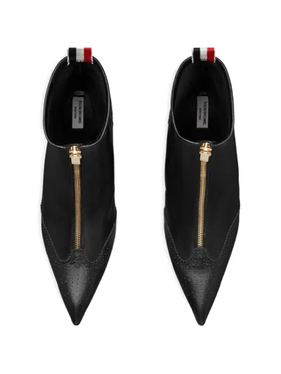 Thom Browne Wingtip Leather Ankle Boots In Black