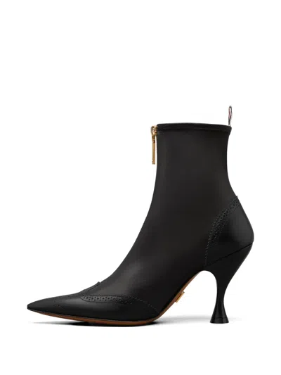 Thom Browne Wingtip Leather Ankle Boots In Black