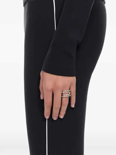 Off-white Paperclip Strass-embellished Ring In Metallic