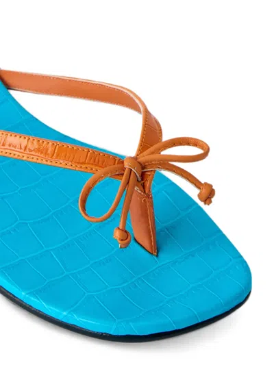 Abra Lizard-embossed Flip Flops In Blue