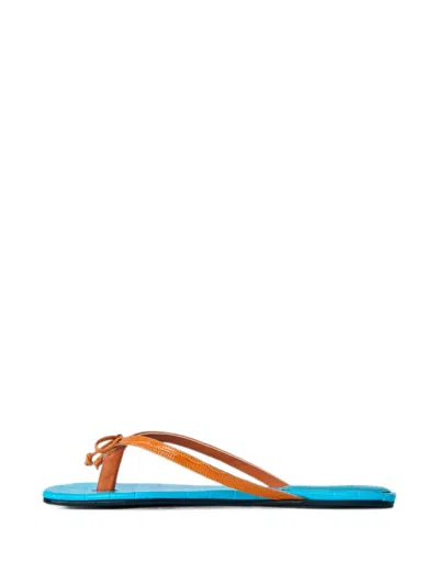 Abra Lizard-embossed Flip Flops In Blue