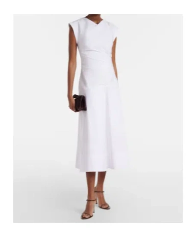Veronica Beard Lisette Stretch Cotton Midi Dress In White