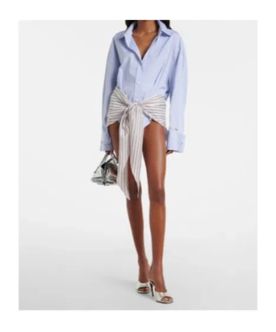 Attico Striped Cotton Shirt Dress In Blue