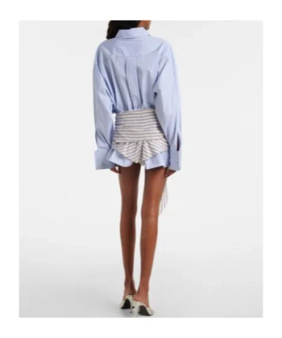 Attico Striped Cotton Shirt Dress In Blue