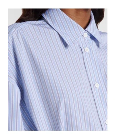 Attico Striped Cotton Shirt Dress In Blue