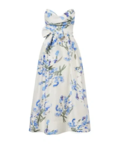 Rebecca Vallance Bluebell Belted Draped Floral-print Organza Midi Dress In Multi