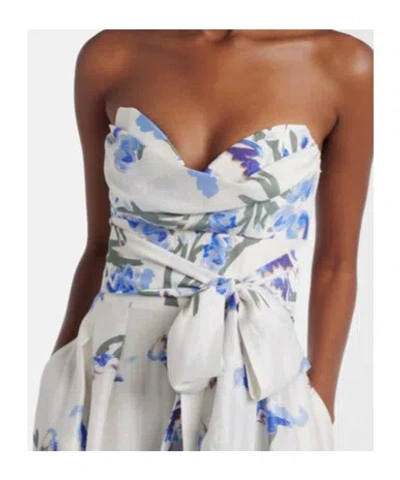 Rebecca Vallance Bluebell Belted Draped Floral-print Organza Midi Dress In Multi